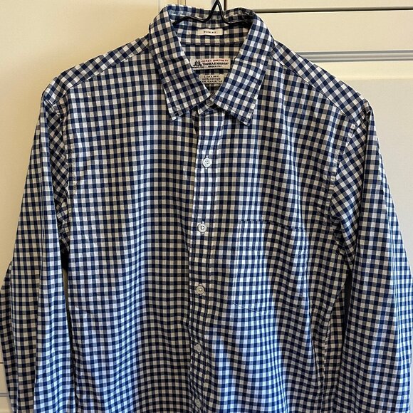 J CREW Gingham Button-Down (THOMAS MASON) [Blue x White] - Picture 1 of 8